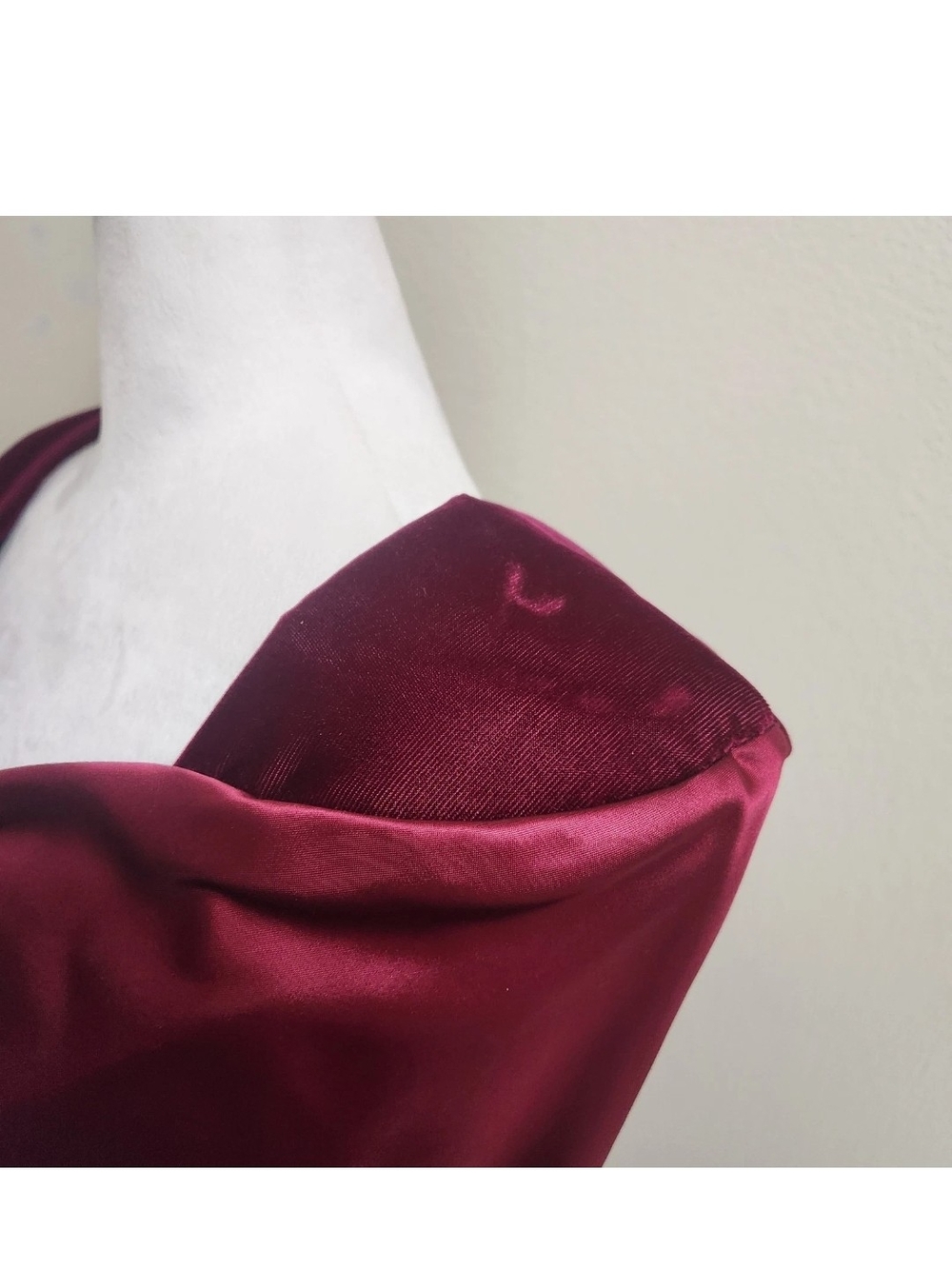 Vintage 80s 90s On On Fashions (OON) Burgundy Velvet & Satin Peplum Dress Size 5 - Picture 10 of 16